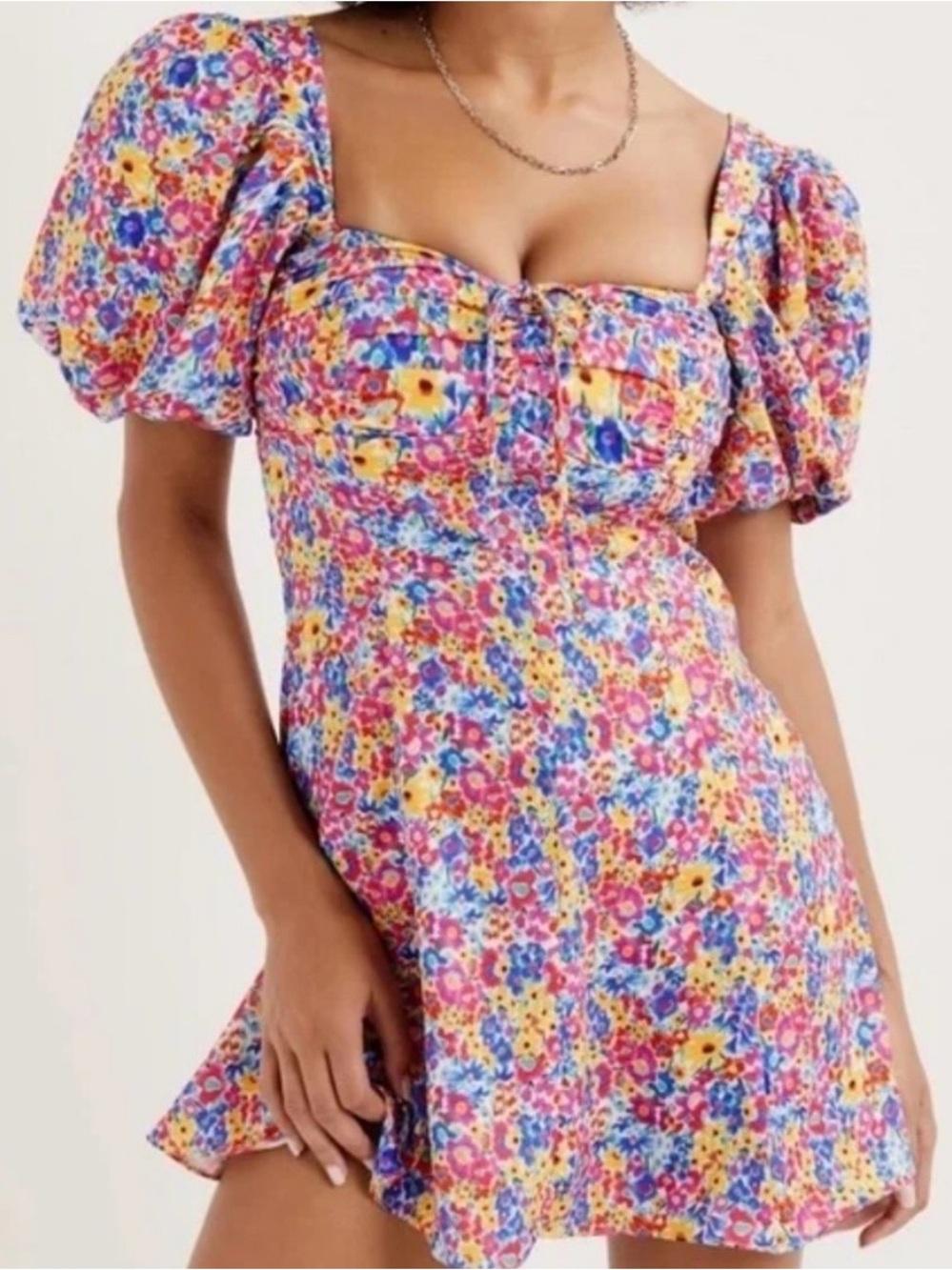 For Love & Lemons Sasha Mini Dress- Blue Dizzy Floral